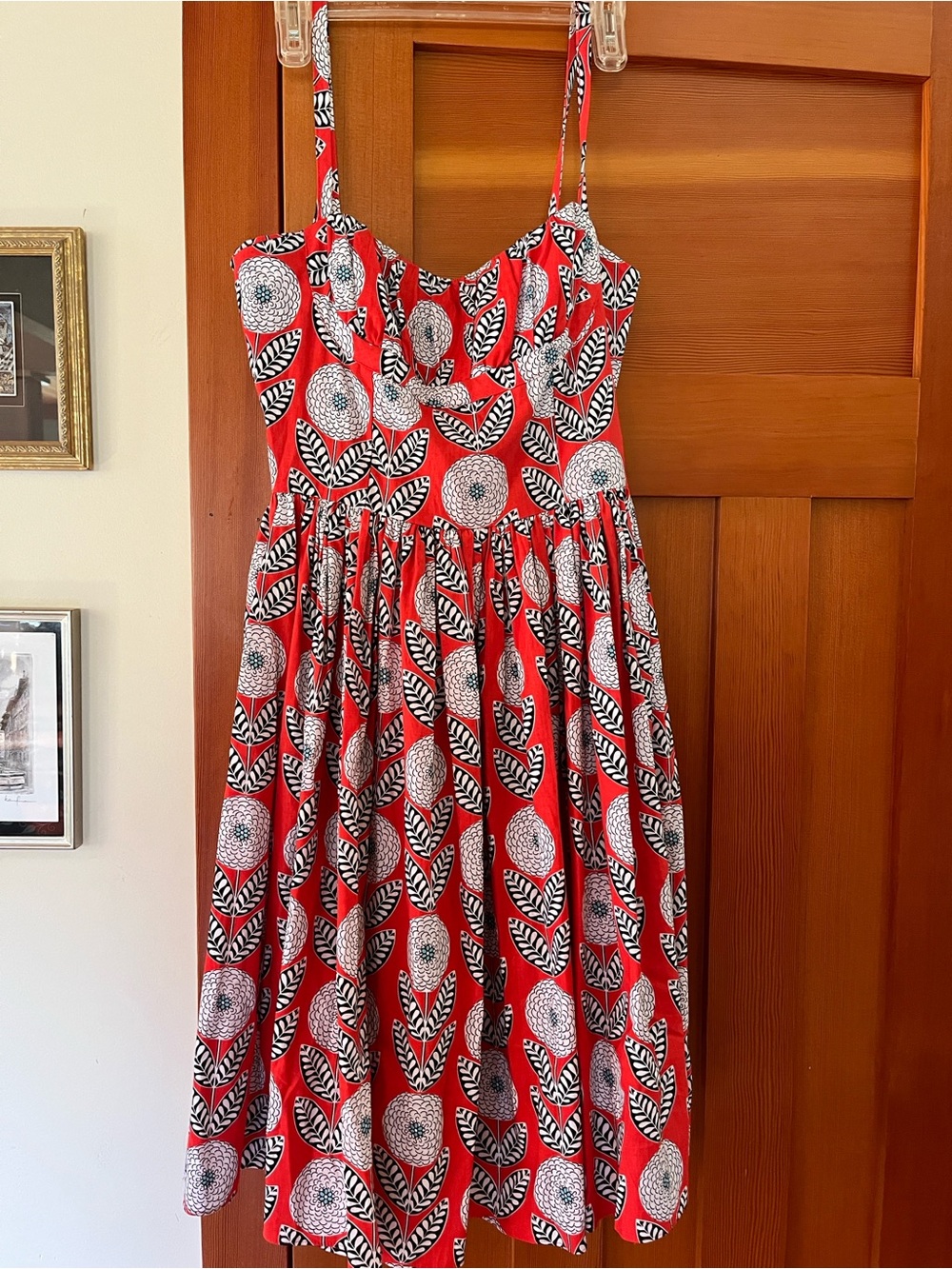 Bernie Dexter Red Floral Circle-Print Midi Dress
